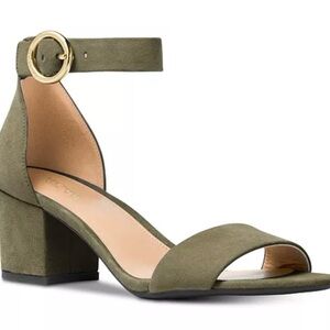 Michael Kors Lena Olive Green stacked Heel sandals